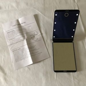 LED Travel Mirror Folding Black Lighted